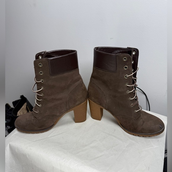 Timberland Earthkeepers Glancy Brown Lace Up Heeled Boots Size 9.5 - Picture 6 of 14